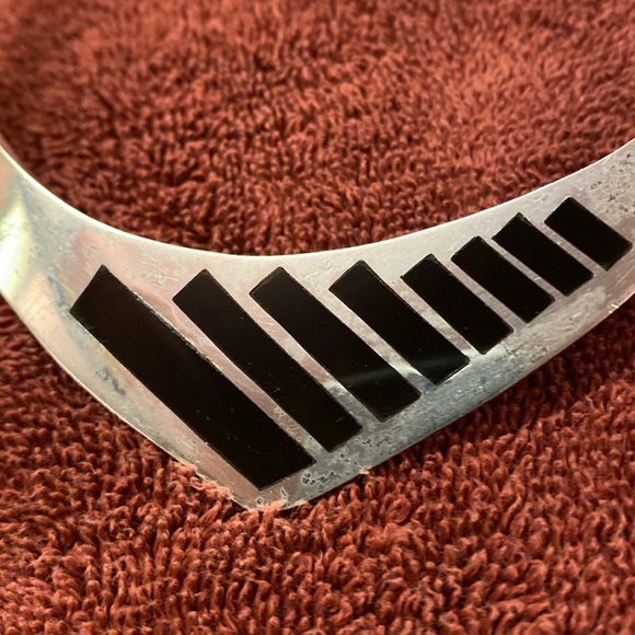 Sterling silver and onyx choker necklace (91 grams) - Picture 2 of 8